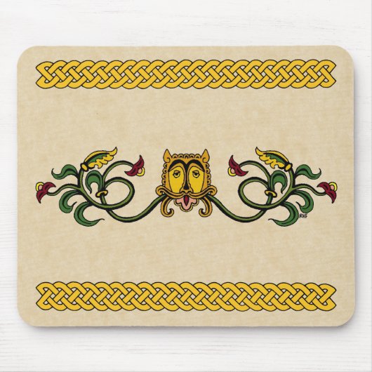 中世ライオンデザインマウスパッド マウスパッド (正面)