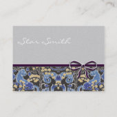 中世ライオンラマヴィンテージフローラブルーイエロー 名刺 (裏面)