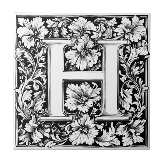 中世ライトレターH タイル (正面)