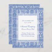 中世ルネサンエレガントスの青と白 招待状 (正面/裏面)
