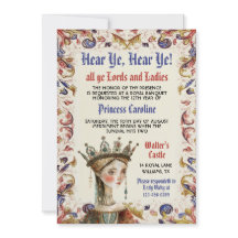 中世ルネサンスのプリンセス誕生日招待状