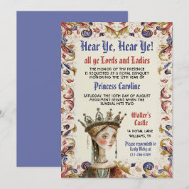 中世ルネサンスのプリンセス誕生日招待状 招待状