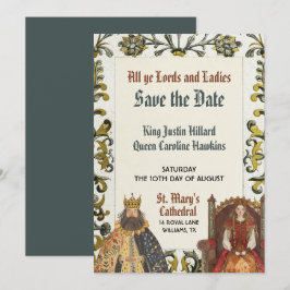中世ルネサンスのロイヤルウェディングのSave the Date 招待状
