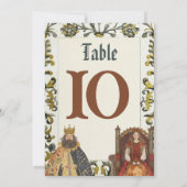 中世ルネサンスの王室ウェディングテーブルナンバー 招待状 (裏面)