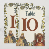 中世ルネサンスの王室ウェディングテーブルナンバー 招待状 (正面/裏面)