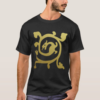 中世ルネサンスの紋章ドラゴンのメタリックデザイン Tシャツ