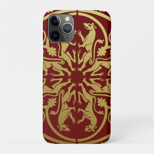 中世ルネサンスの紋章ライオン・ヒョウのメタリックデザイン Case-Mate iPhoneケース (裏)