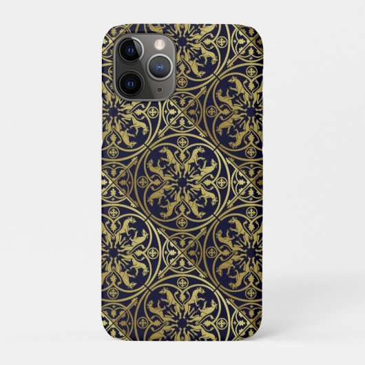 中世ルネサンスの紋章ライオン・ヒョウのメタリックデザイン  Case-Mate iPhoneケース (裏)