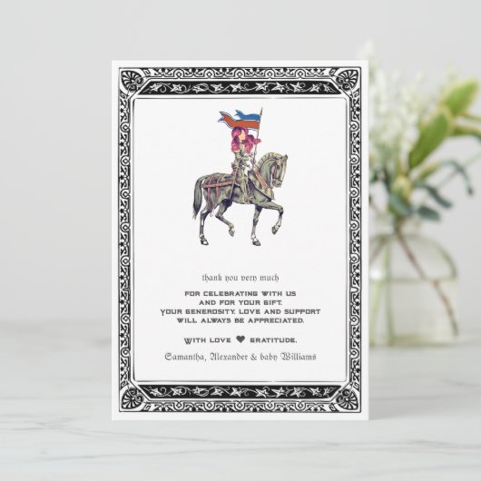 中世ルネサンス騎士レンフェアWベイビーシャワー サンキューカード (スタンド正面)