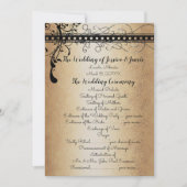 中世ルネサンス ゴールド & ブラック ウェディングプログラム 招待状 (正面)