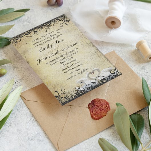 中世ルネッサンスのスワンロベバード結婚ズ 招待状