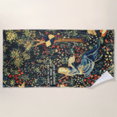 中世ルネッサンスのタペストリー羊飼いと羊 ビーチタオル (正面)