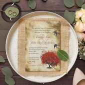 中世ルネッサンスのハートリーフレッドツリーラブバード 招待状