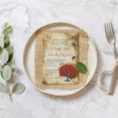 中世ルネッサンスのハートリーフレッドツリーラブバード 招待状