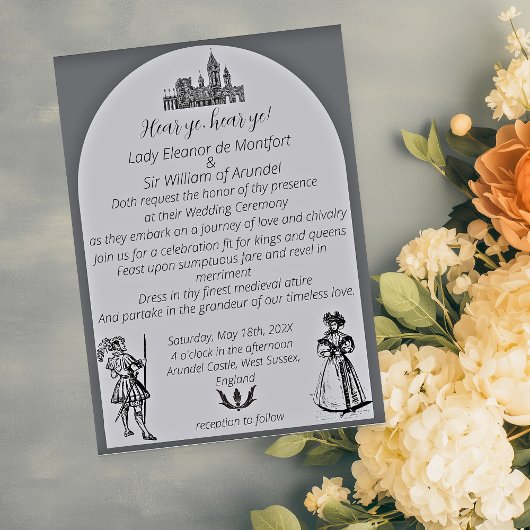 中世ルネッサンスアーチ版木、銅版、版画結婚ズ 招待状