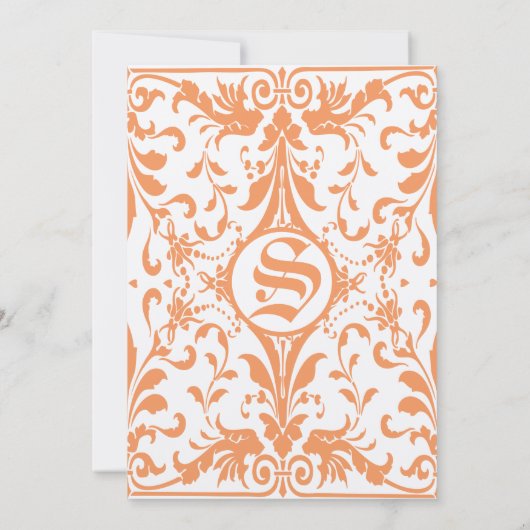 中世ルネッサンスコーラルダマスグレイ結婚ズ 招待状 (裏面)