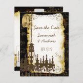 中世ルネッサンスシャンデリアSave the Date 案内ポストカード (正面/裏面)