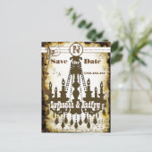 中世ルネッサンスシャンデリアSave the Date 案内ポストカード (スタンド正面)