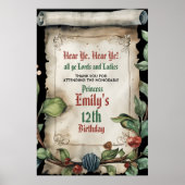 中世ルネッサンススクロール誕生日 ポスター (正面)