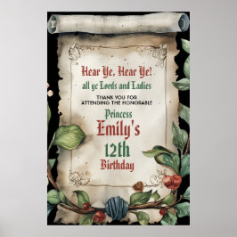 中世ルネッサンススクロール誕生日 ポスター