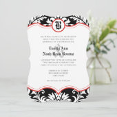 中世ルネッサンスダマスクレッドアクセント結婚ズ 招待状 (スタンド正面)