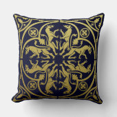 中世ルネッサンスヘラルドライオンレオパードメタリック クッション (正面)