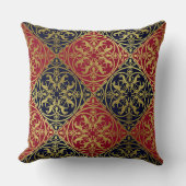 中世ルネッサンスヘラルドライオンレオパードメタリック クッション (正面)