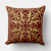 中世ルネッサンスヘラルドライオンレオパードメタリック クッション (正面)