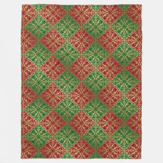 中世ルネッサンスヘラルドライオンレオパードメタリック フリースブランケット (正面)