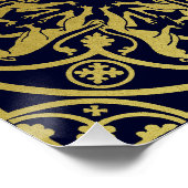 中世ルネッサンスヘラルドライオンレオパードメタリック ポスター (コーナー)