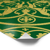 中世ルネッサンスヘラルドライオンレオパードメタリック ポスター (コーナー)