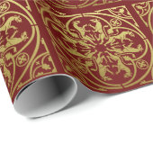 中世ルネッサンスヘラルドライオンレオパードメタリック ラッピングペーパー (ロールコーナー)