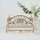 中世ルネッサンス素朴ウッド模様RSVP 出欠カード (スタンド正面)