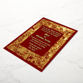 中世ルネッサンス縁ど結婚ウッドブロック 箔招待状 (回転した状態)