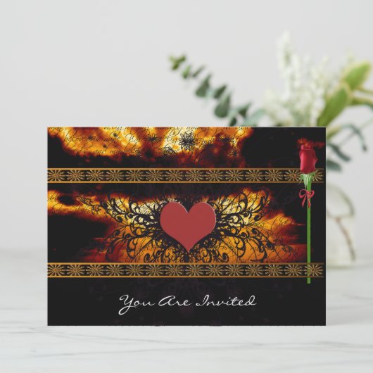 中世ルネッサンス雲結婚式招待状 招待状 (スタンド正面)