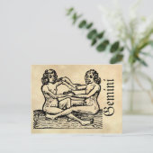 中世ルネッサンス〔占星術の〕十二宮図シンボルジェミニ ポストカード (スタンド正面)