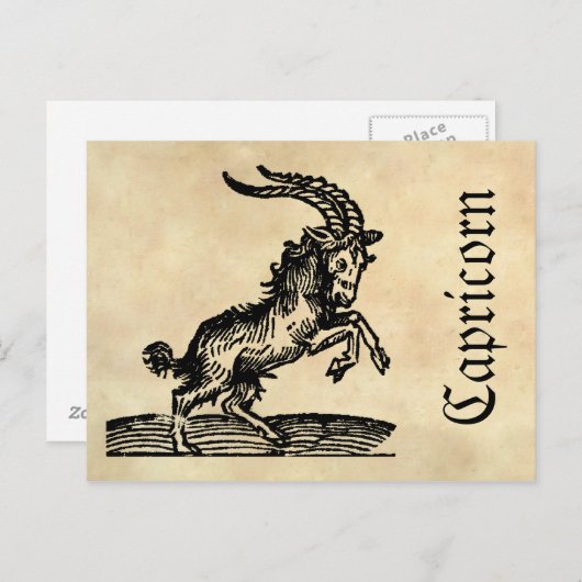 中世ルネッサンス〔占星術の〕十二宮図シンボル山羊座 ポストカード (正面/裏面)