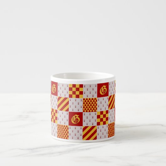 中世レッドイエローマジカルファンタジー紋章 エスプレッソカップ (正面)