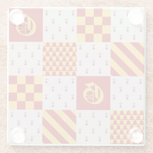 中世レッドイエローマジカルファンタジー紋章 ガラスコースター (裏面)