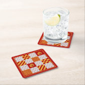 中世レッドイエローマジカルファンタジー紋章 スクエアペーパーコースター (インサイチュ)