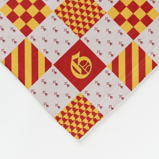 中世レッドイエローマジカルファンタジー紋章 フリースブランケット (角)