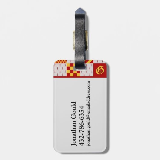 中世レッドイエローマジカルファンタジー紋章 ラゲッジタグ (裏面縦)