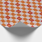 中世レッドイエローマジカルファンタジー紋章 ラッピングペーパー (角)