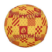 中世レッドイエローマジカルファンタジー紋章 野球ボール (裏面)