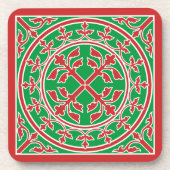 中世レッドホワイトグリーンリース葉ロマネスクホテル コースター (正面)