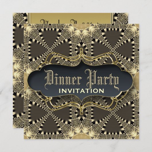 中世レースエレガンスディナーパーティー招待状 招待状 (正面/裏面)