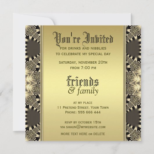 中世レースエレガンスディナーパーティー招待状 招待状 (裏面)