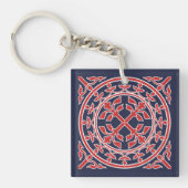 中世ロマネスクリース離れ赤白青 キーホルダー (正面)