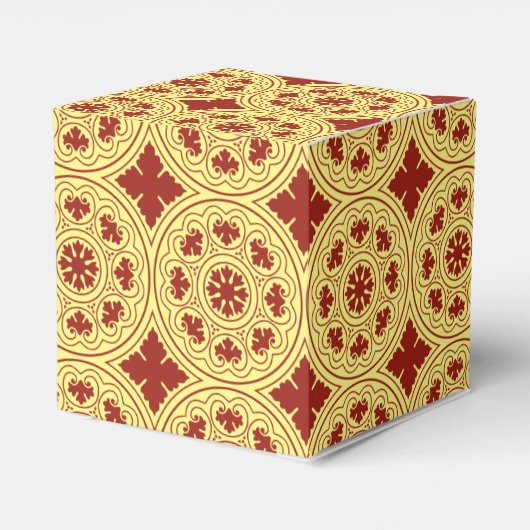 中世ロマネスク様式の紅黄色のロゼット花 フェイバーボックス (裏面サイド)