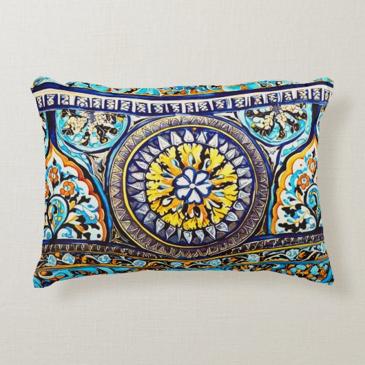 中世ロマンイタリアンマスペインのジョリカフローラ アクセントクッション (正面)